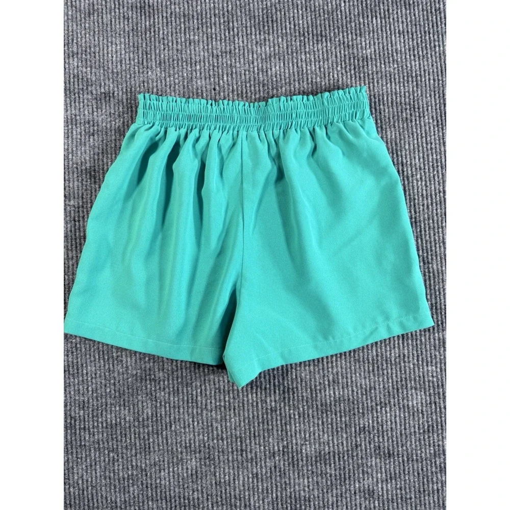 HUDSON GRAY Chino Shorts Green High Rise Pleated Elastic Waist Pull On S Women - Picture 3 of 4